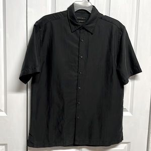 Axist Charcoal Dark Gray Silk Touch Shirt Sleeve Shirt Size L